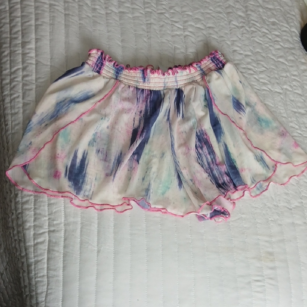 Urban Outfitters Pastel Watercolor Ruffle Beach Shorts -Size: Small